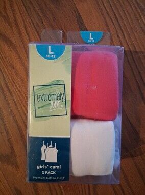 NWT Extremely Me Girls' Cami 2-Pack — Pink & White, Size L